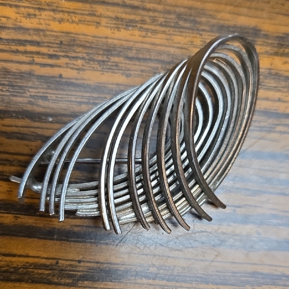 Modern Curved Metal Statement Bracelet in Antique Silver